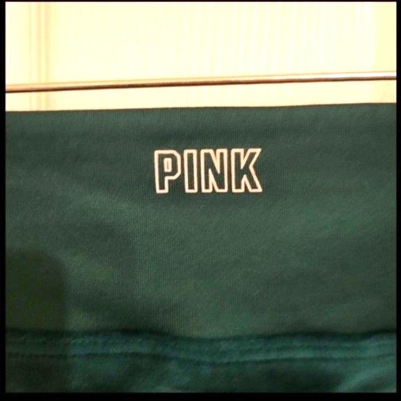 PINK Active Velour Trim Green Leggings - Picture 5 of 5